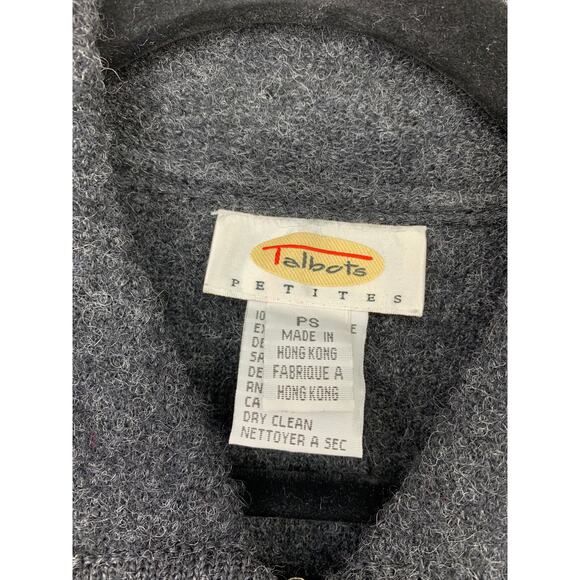 Talbots Women's Size PS Zip Up Holiday Snowman Cardigan Sweater Gray Wool - Picture 3 of 5